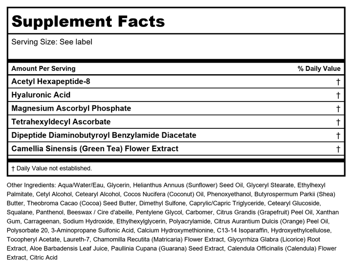 Yeouth - Neck Firming Cream - 2 fl. oz. - Supplement Facts panel