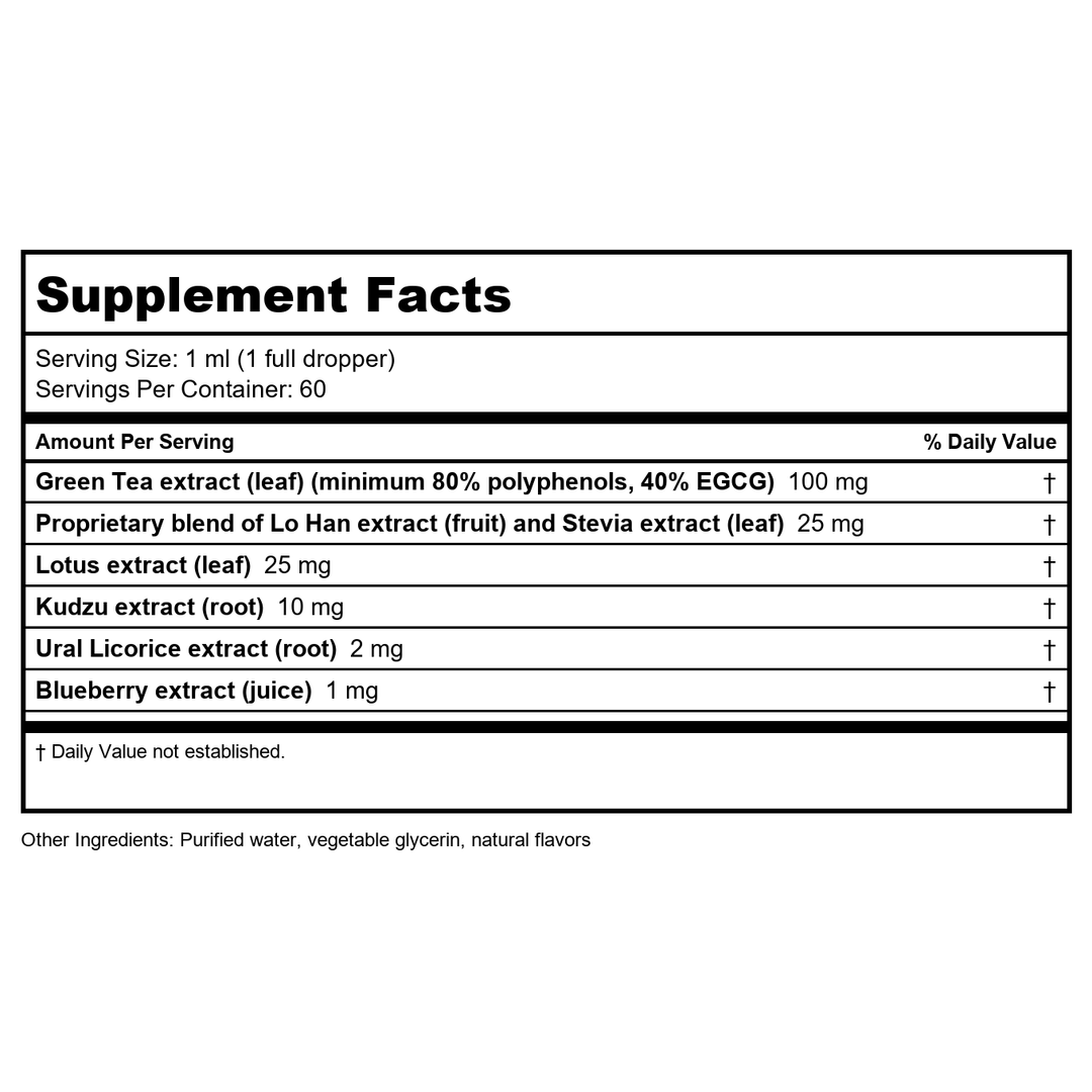 HerbaSway - HerbaGreen Tea Peach - 2 fl. oz. - Supplement Facts panel