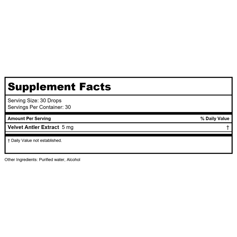 Pure Solutions - Pure IGF Ultimate Concentrated Growth Factors Deer Velvet Antler Extract 19.25 mg. - 1 fl. oz. - Supplement Facts panel