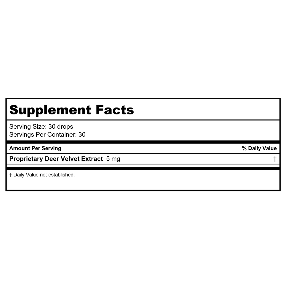 Pure Solutions - Pure Factors Professional Pro IGF T 1100 From Deer Velvet Antler Extract - 1 fl. oz. - Supplement Facts panel