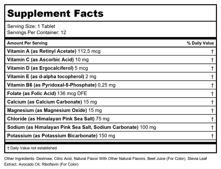 Nuun - Hydration Effervescent Vitamins Supplement Tangerine Lime - 12 Tablets - 4 Pack - Supplement Facts panel