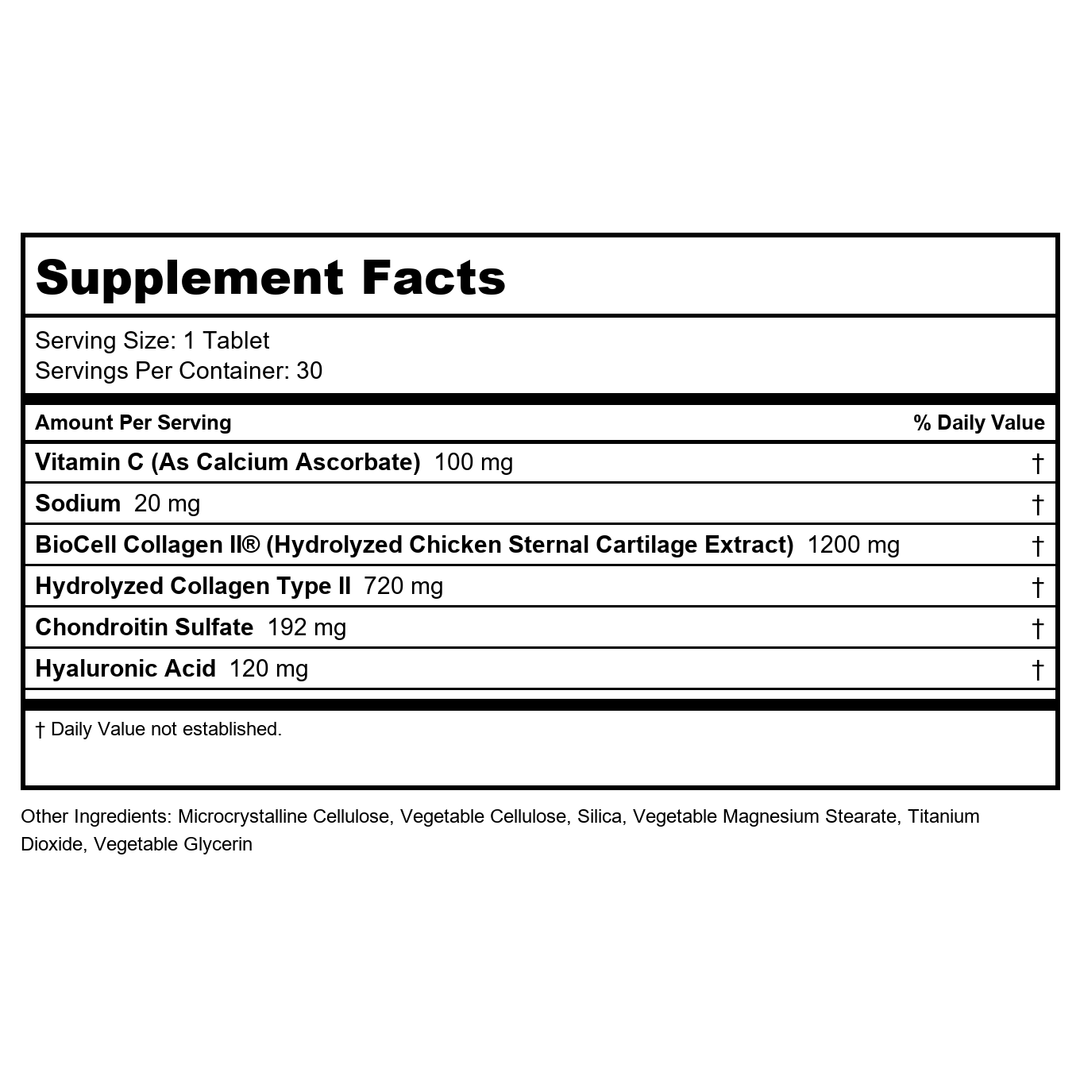 Solgar - Hyaluronic Acid 120 mg. - 30 Tablets - 2 Pack - Supplement Facts panel