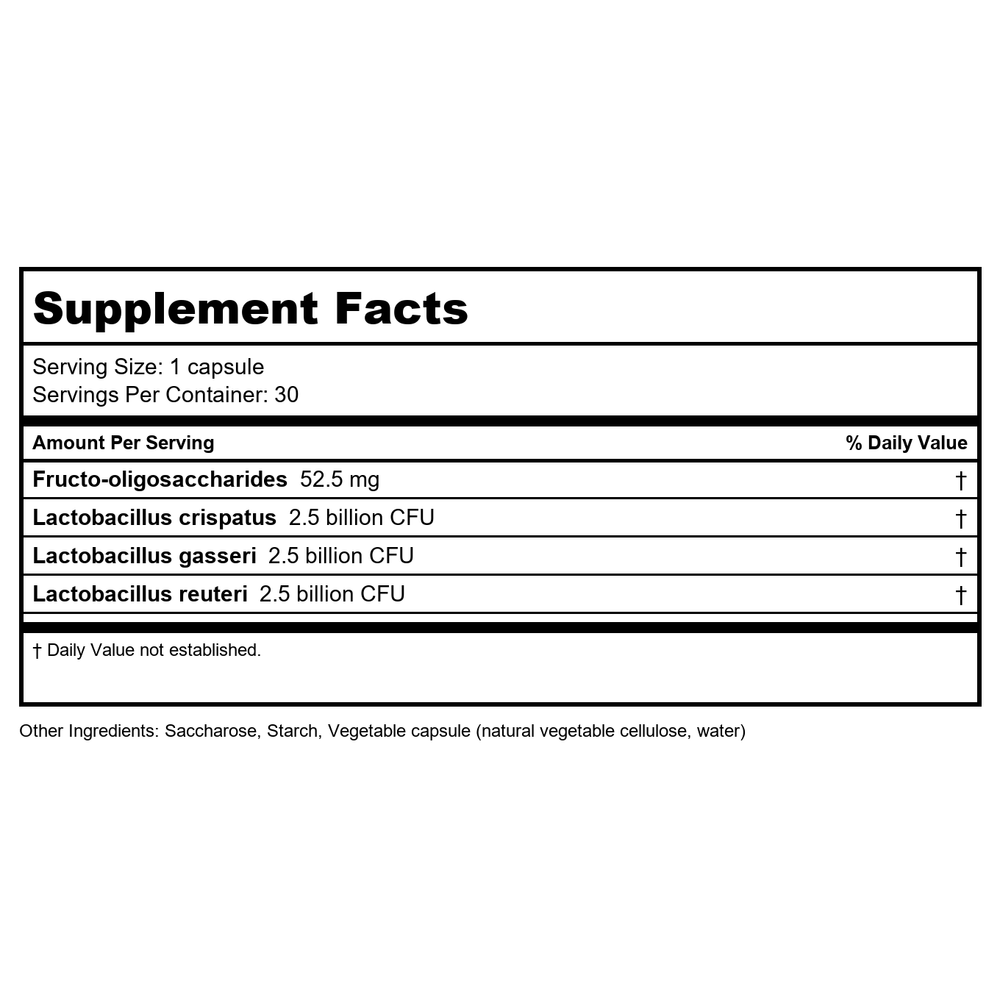 Activa Symbiotic GYN Delayed Release for Women 30 Capsules - - Supplement Facts panel