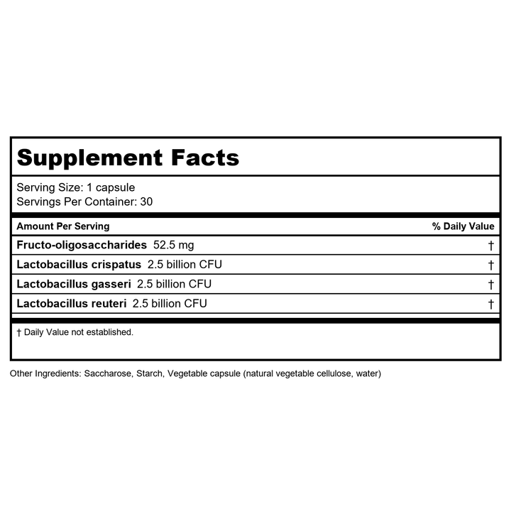 Activa Symbiotic GYN Delayed Release for Women 30 Capsules - - Supplement Facts panel