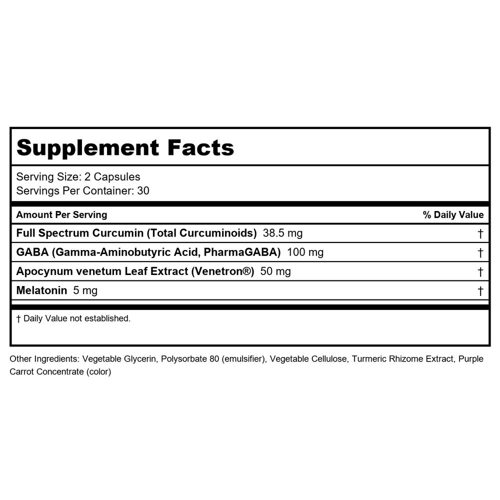 Solgar - Full Spectrum Curcumin Sleep Ease - 60 Licaps - Supplement Facts panel