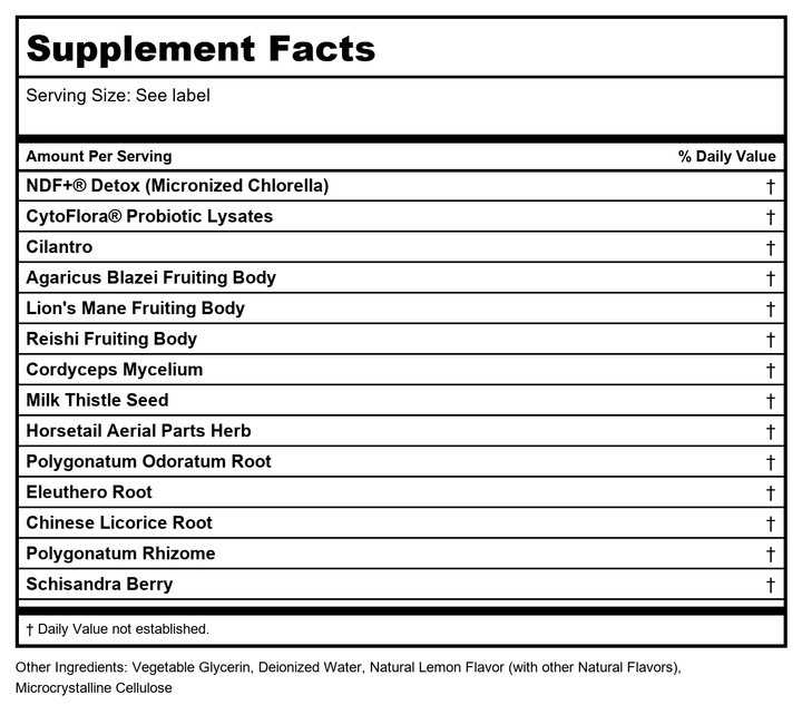 Bioray Rayz Thinking Cap Lemon 2oz - Supplement Facts panel