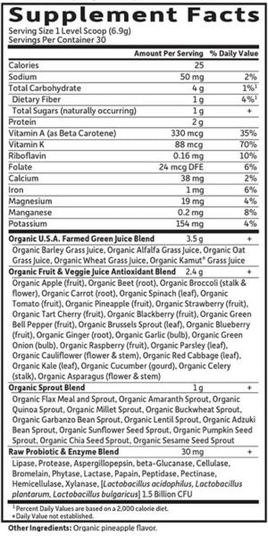 Garden of Life - Baby Multivitamin Liquid - 1.9 fl. oz. - Supplement Facts panel