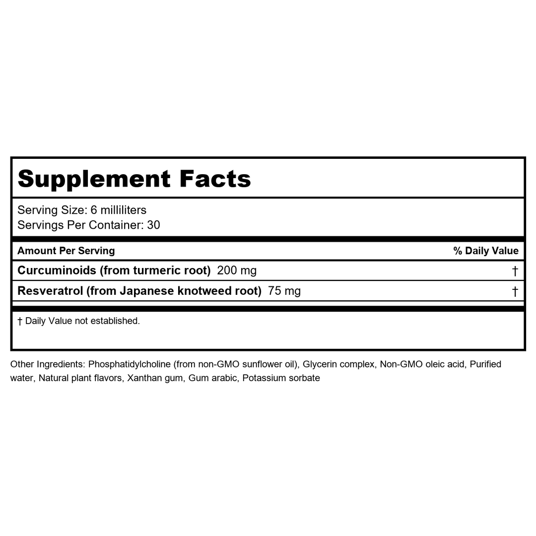 Empirical Labs - Liposomal Curcumin/Resveratrol - 6 oz. - Supplement Facts panel