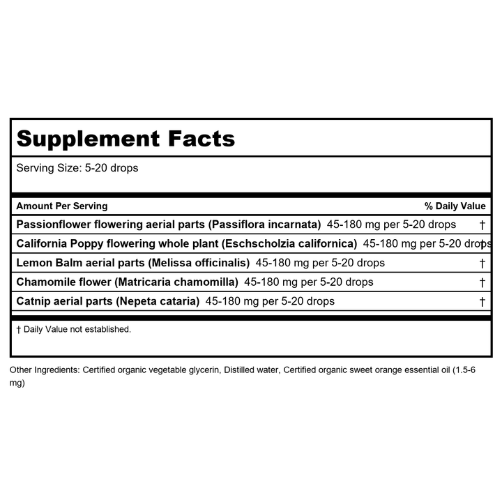 Herb Pharm Kids Fast Asleep 4oz AF - Supplement Facts panel