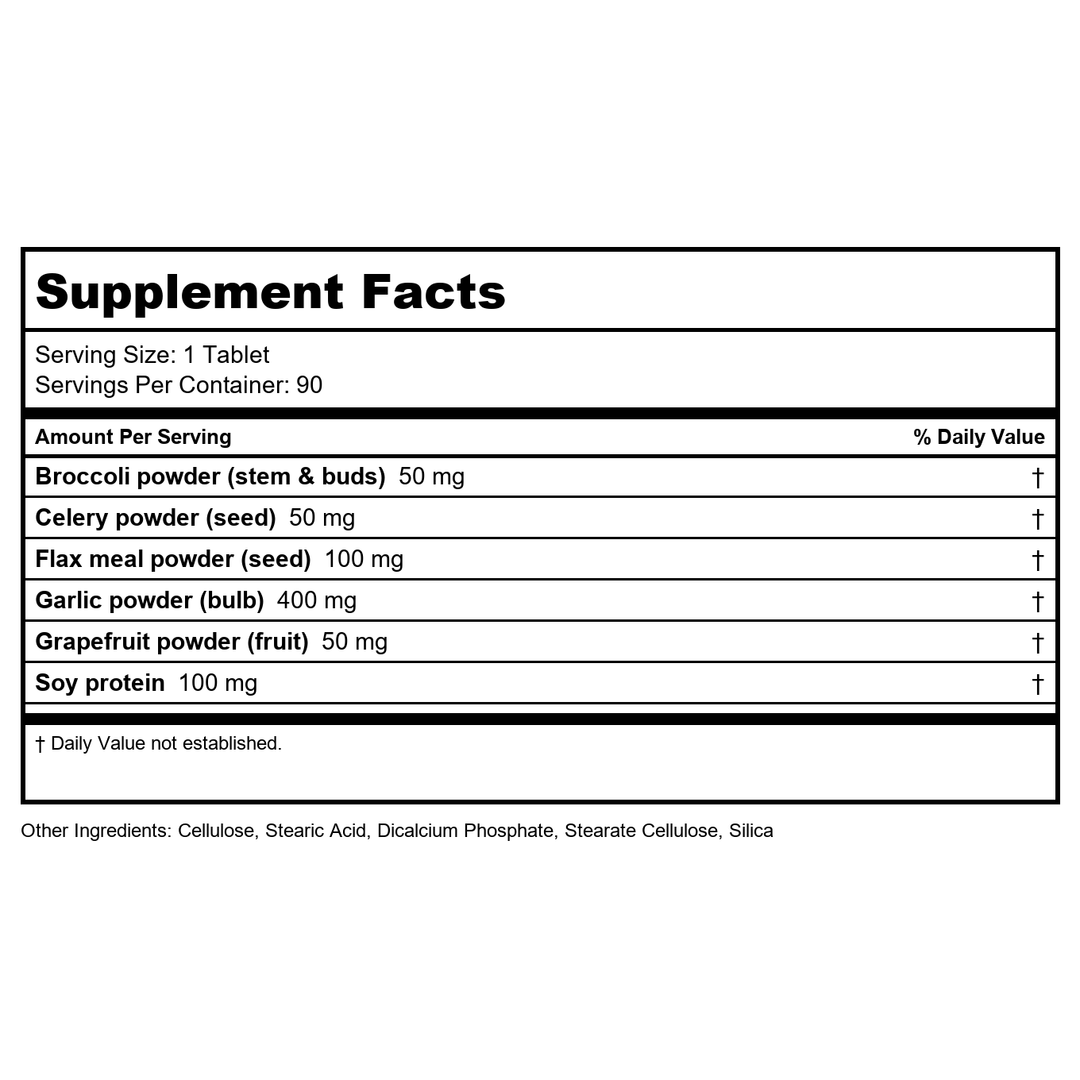 Botanic Choice - Vegetable and Fruit Immune Support 750 mg. - 90 Tablets - Supplement Facts panel