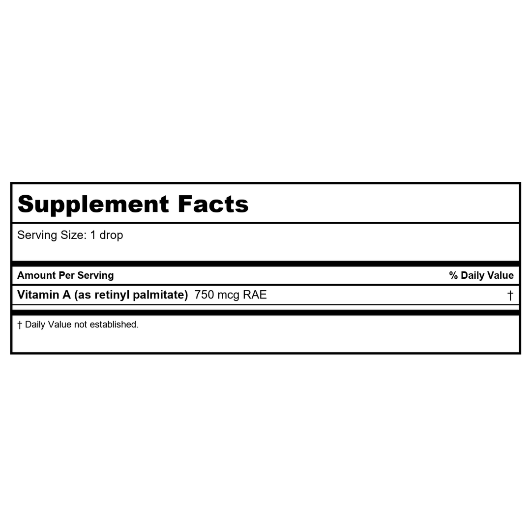 Seeking Health - Vitamin A Drops 1507 mcg. - 1 fl. oz. - Supplement Facts panel