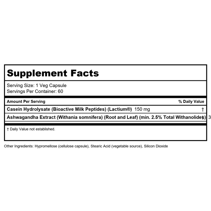 Now Foods Ashwagandha Stress Relief 60 Vcaps - Supplement Facts panel