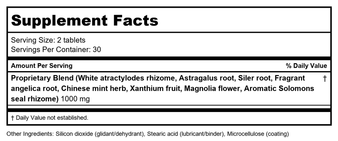 Kan Herb Traditionals Fragrant Jade 120 Tablets - Supplement Facts panel
