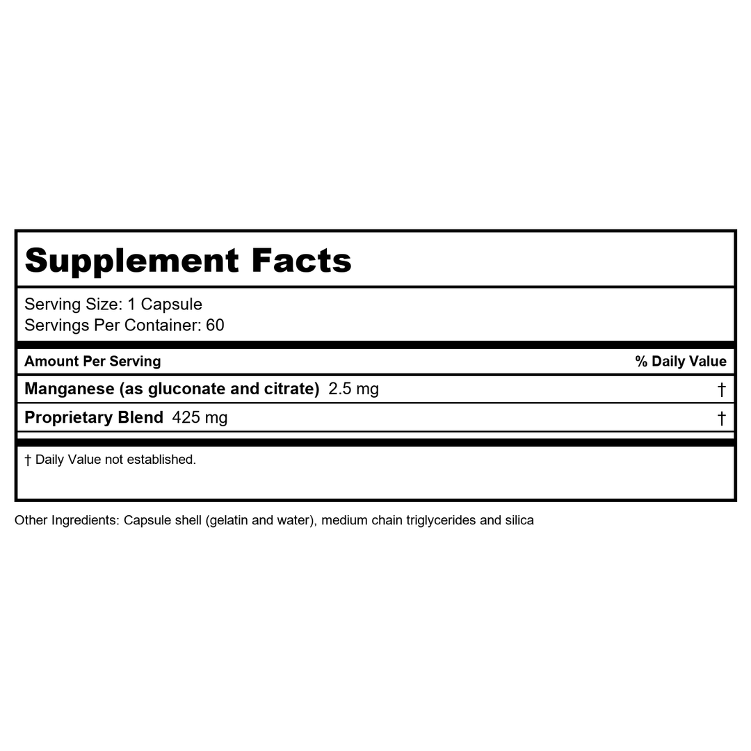 BodyBio Calm 60 Capsules - Supplement Facts panel