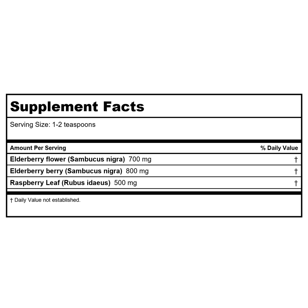 Karuna Elderberry Extract 4oz - Supplement Facts panel