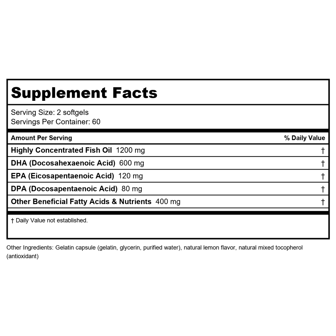Aqua Biome - Omega-3 Triglyceride Form Classic Strength 2000 mg. - 120 Softgels - Supplement Facts panel