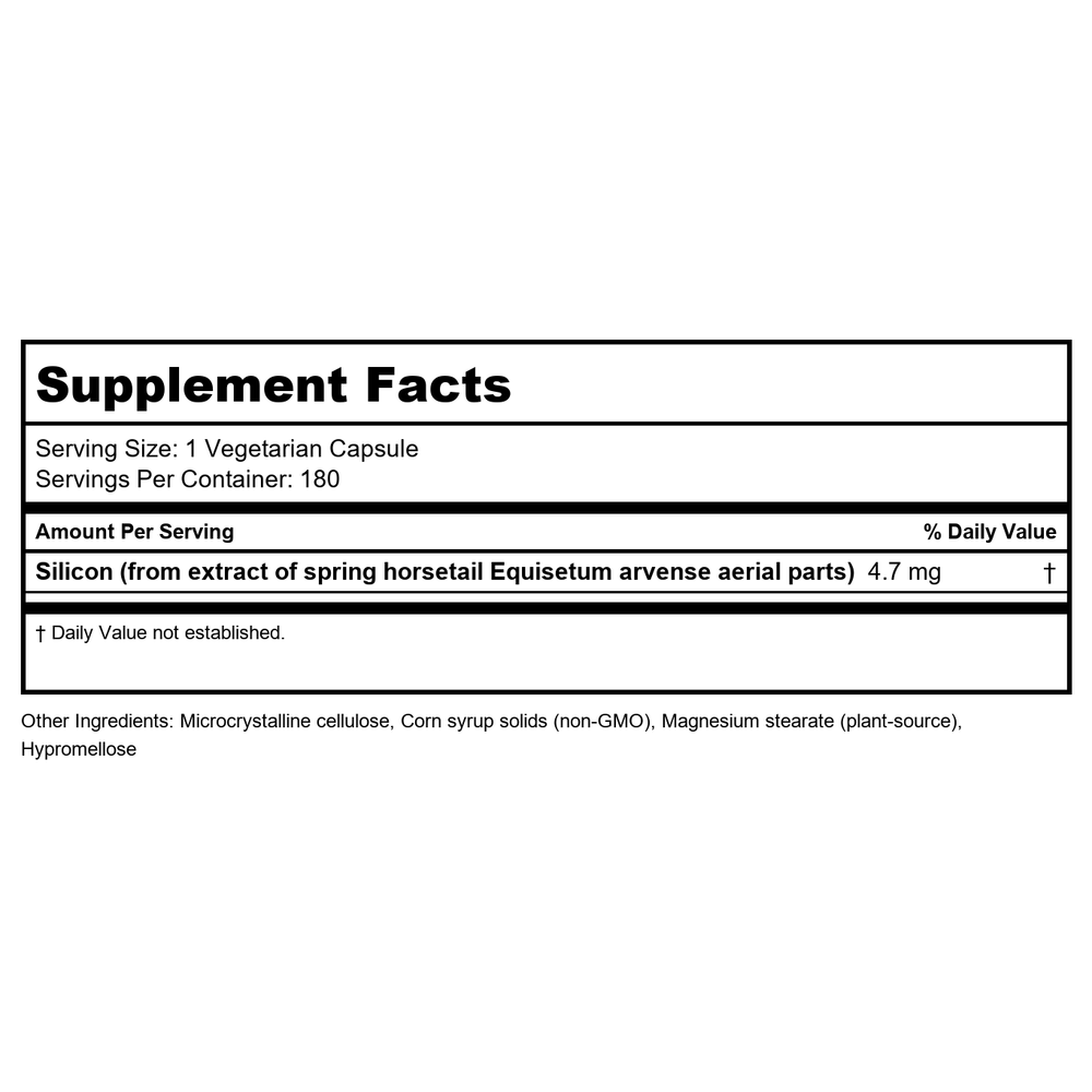 Flora - FloraSil - 180 Vegetarian Capsules - Supplement Facts panel