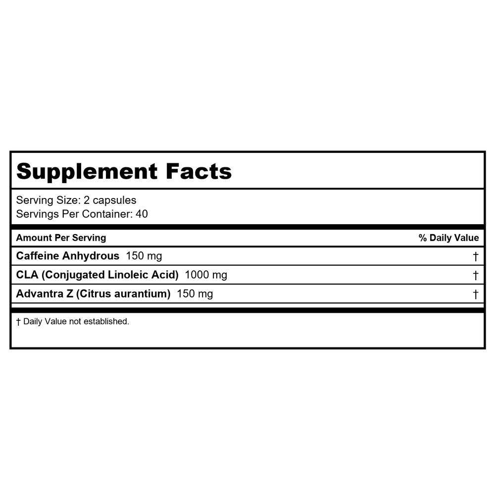 Performix - SST Cuts Super Suspension Thermogenic + CLA Formula - 80 Capsules - Supplement Facts panel