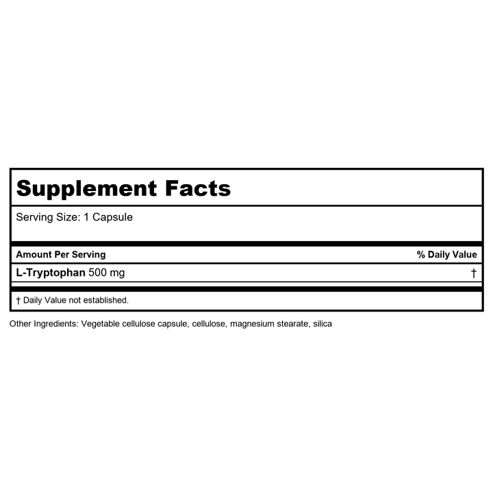 Natural Balance L-Tryptophan 500mg 60 Vcaps   35662 - Supplement Facts panel