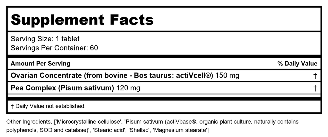 Biotics Research Cytozyme-O 60 Tablets - Supplement Facts panel