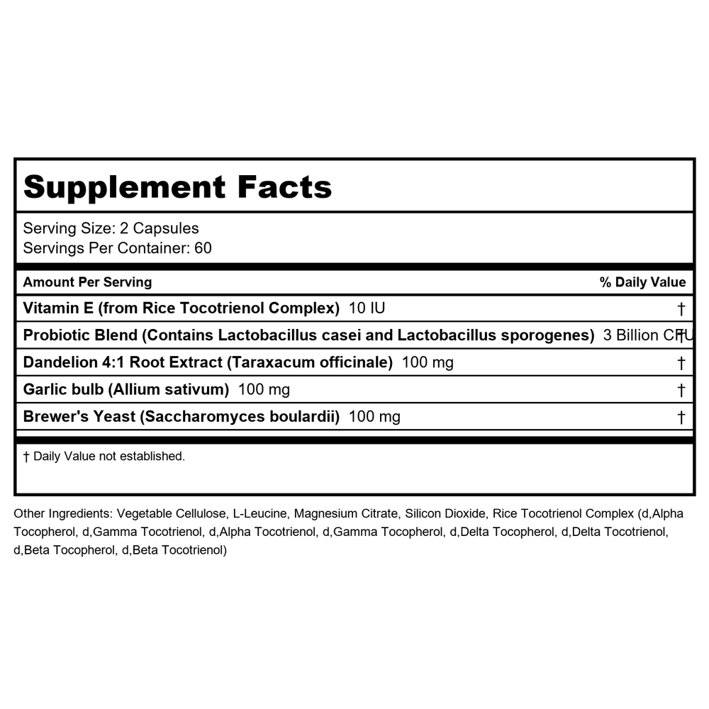 D'Adamo Polyflora Probiotic Type AB 120 Vcaps - 2 Pack - Supplement Facts panel