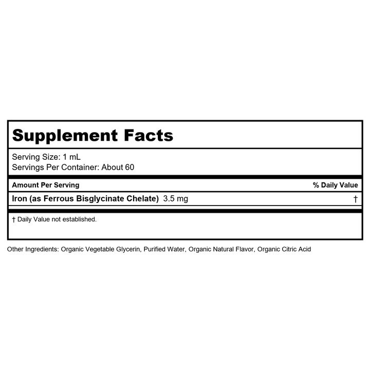 MaryRuth Organics - Organic Toddler Iron Liquid Drops Grape - 2 fl. oz. - Supplement Facts panel