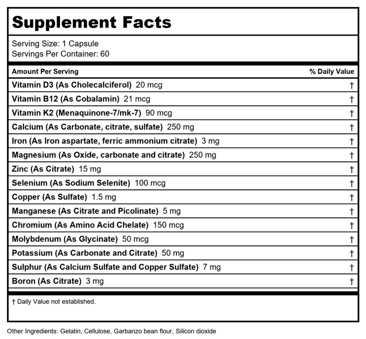 Ecological Formulas Prosauto 60 Capsules - Supplement Facts panel