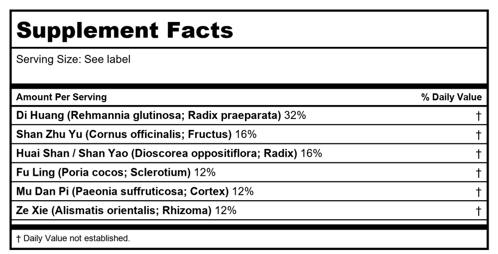 NuHerb Jade Dragon Six Flavor Tea 200 Teapills - Supplement Facts panel