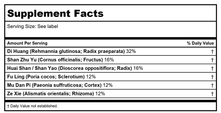 NuHerb Jade Dragon Six Flavor Tea 200 Teapills - Supplement Facts panel