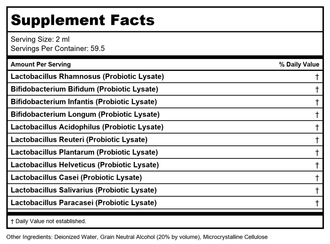 BioRay CytoFlora 4oz - 2 Pack - Supplement Facts panel