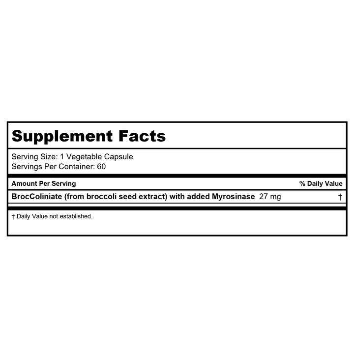 Numedica Broccolinate Activated 60 caps - Supplement Facts panel