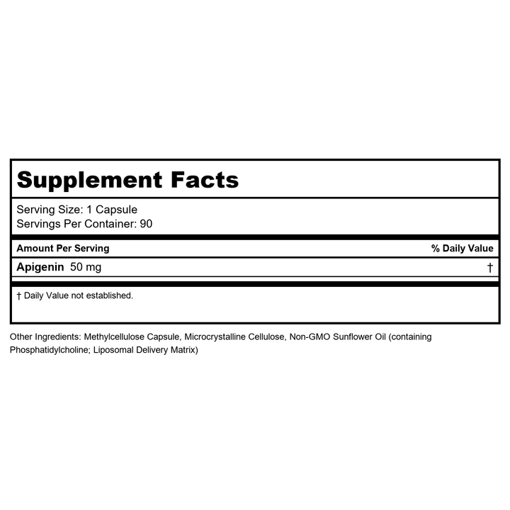 Codeage - Liposomal Apigenin 50 mg. - 90 Capsules - Supplement Facts panel