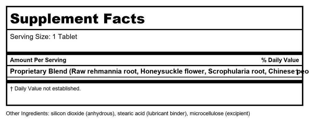 Kan Herb Essentials Cool The Blood 300 Tablets - Supplement Facts panel