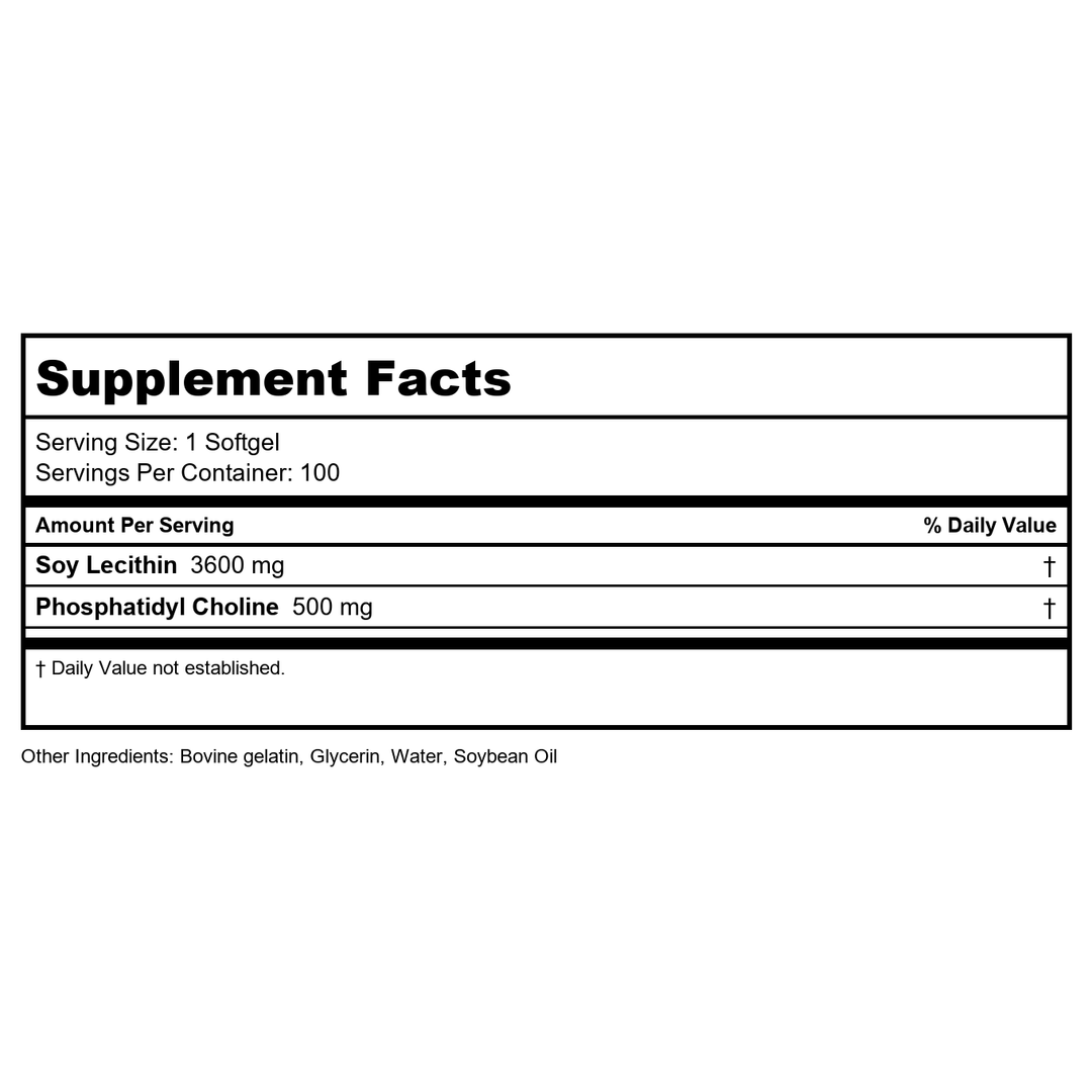 Now Foods Lecithin 1200 mg 100 Softgels - 2210 - 2 Pack - Supplement Facts panel