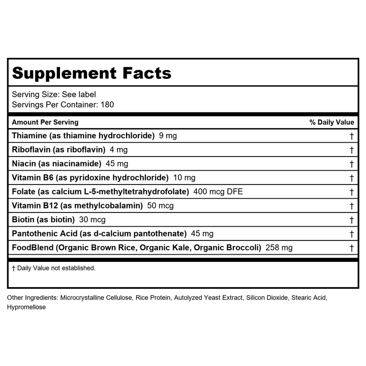 Innate Response B-Complex 180 Tablets - Supplement Facts panel