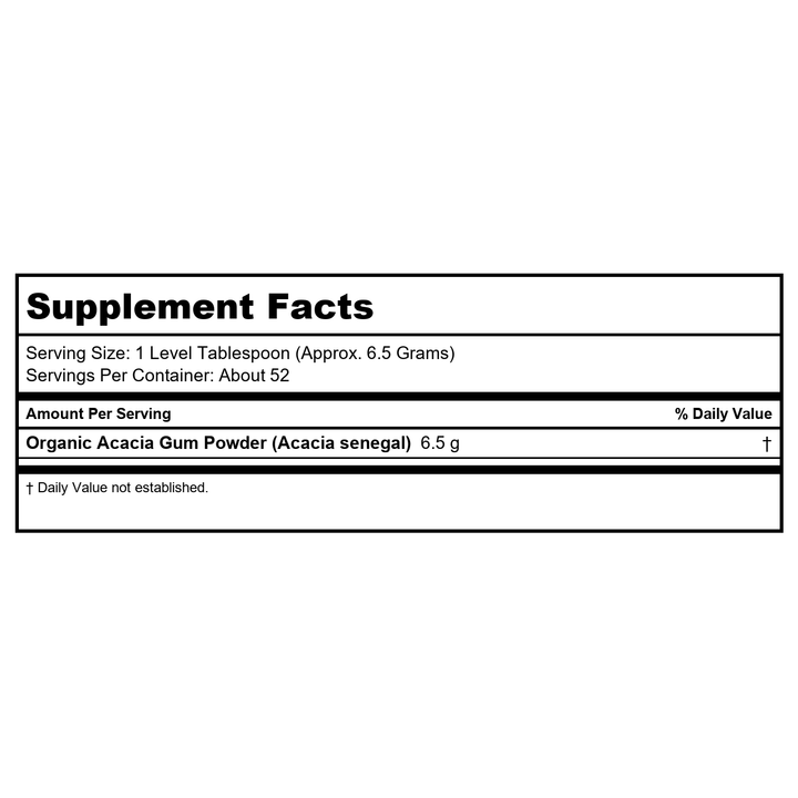 Now Foods Certified Organic Acacia Fiber Powder 12 Oz - 5905 - 3 Pack - Supplement Facts panel