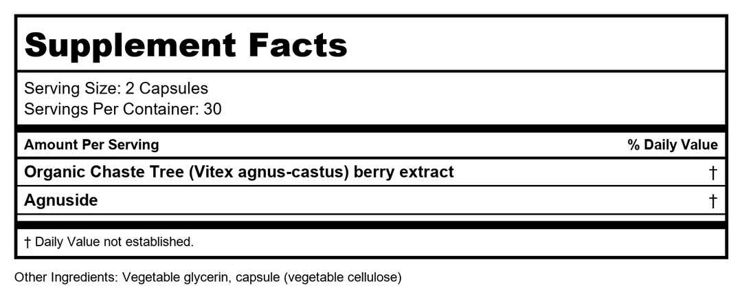 Gaia Herbs Vitex Berry 60 Vcaps - 2 Pack - Supplement Facts panel