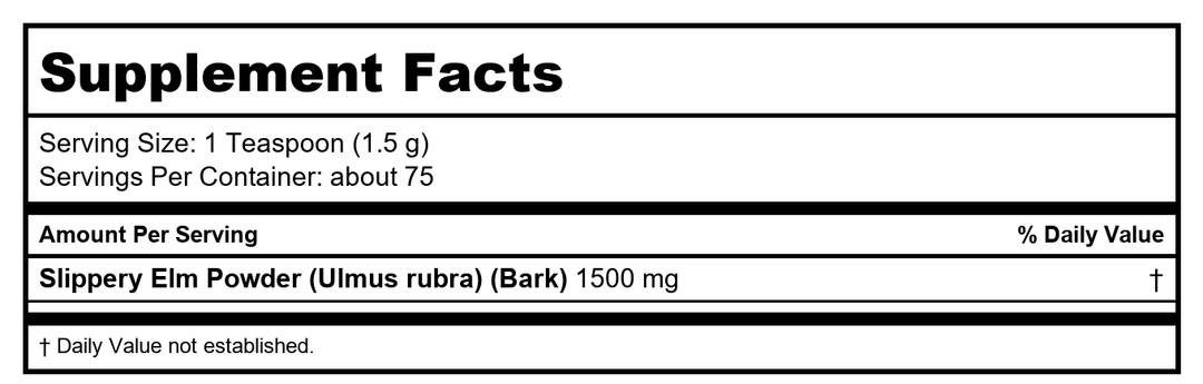 Now Foods Slippery Elm Powder Vegetarian 4oz - 5060 - 2 Pack - Supplement Facts panel