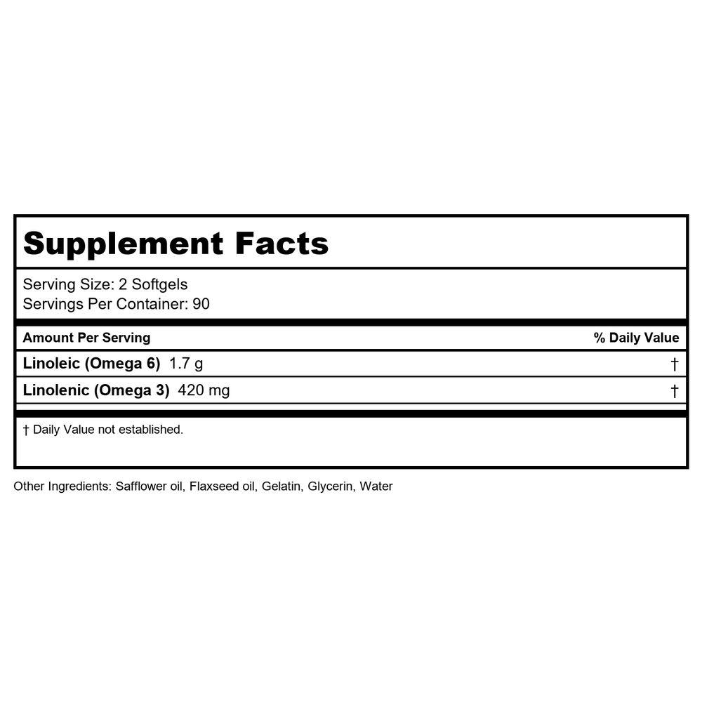 BodyBio Balance Oil 180 Softgels - Supplement Facts panel