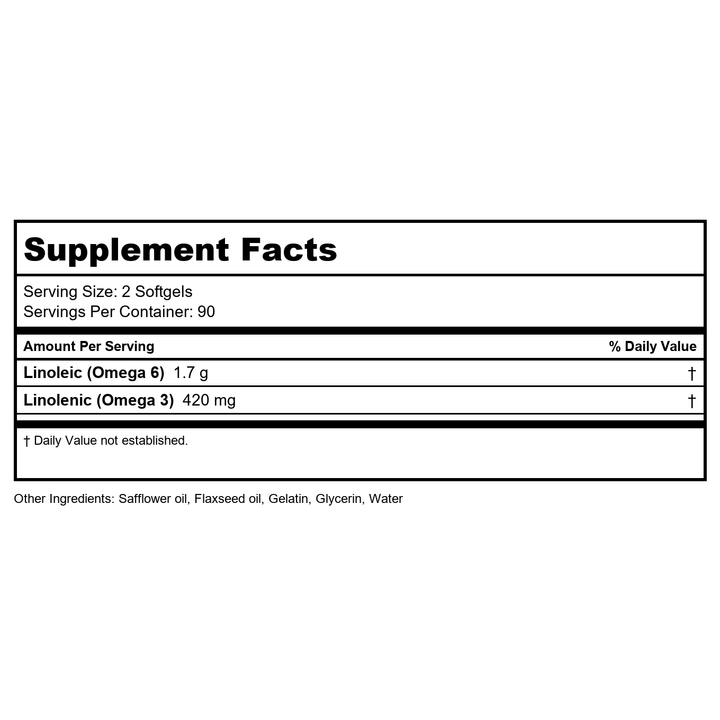 BodyBio Balance Oil 180 Softgels - Supplement Facts panel