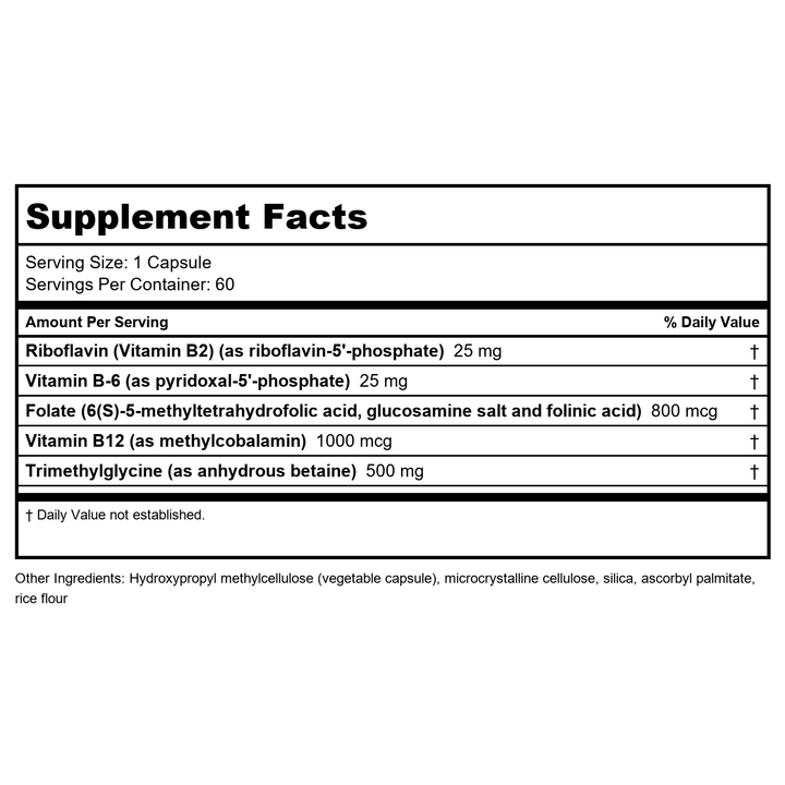 Numedica Methyl-Plex B - Supplement Facts panel