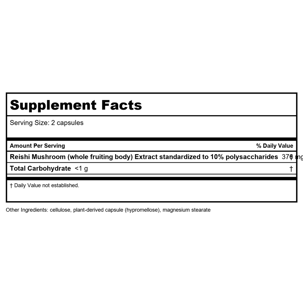 Nature's Way Reishi Mushroom Extract 100 Vcaps - Supplement Facts panel
