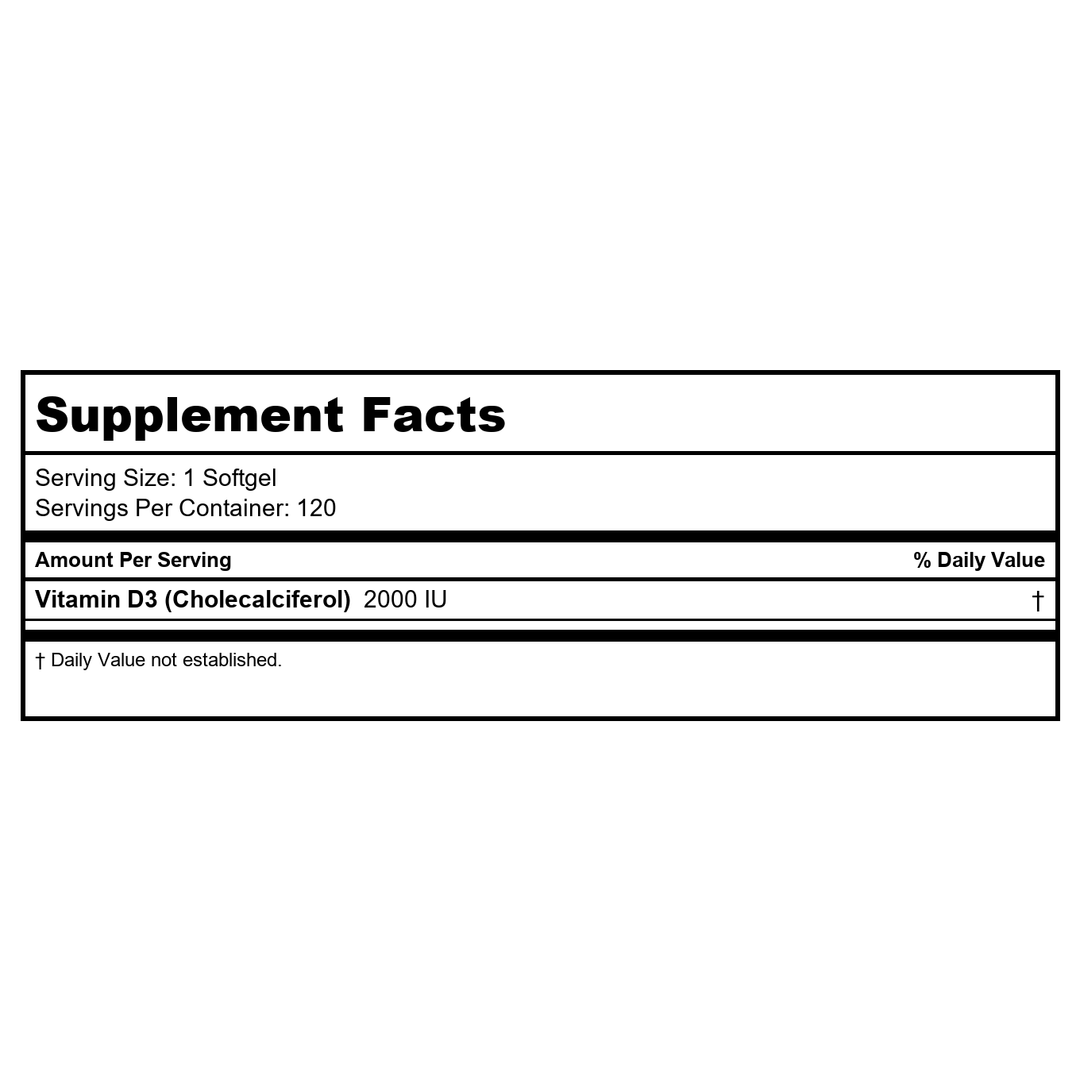 NuMedica D3-2000 120 Softgels - Supplement Facts panel