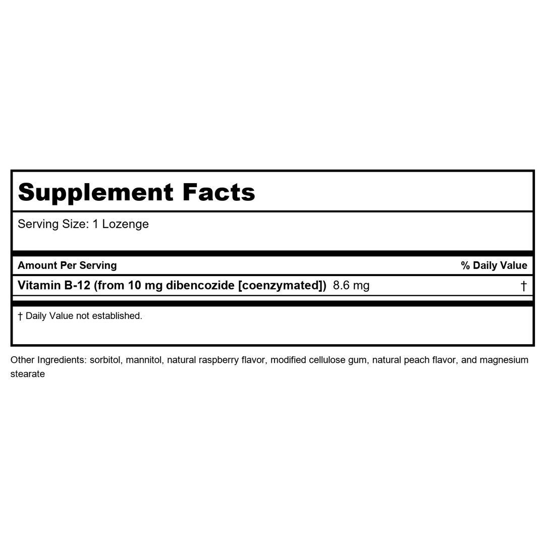 Source Naturals - Dibencozide Coenzymated B12 Sublingual - 120 Tablets - Supplement Facts panel