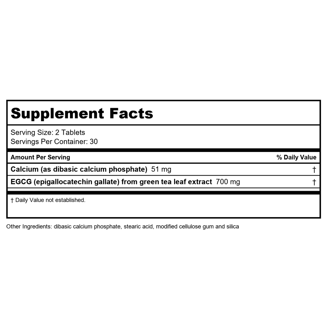 Source Naturals - EGCG 350 mg. - 60 Tablets - Supplement Facts panel