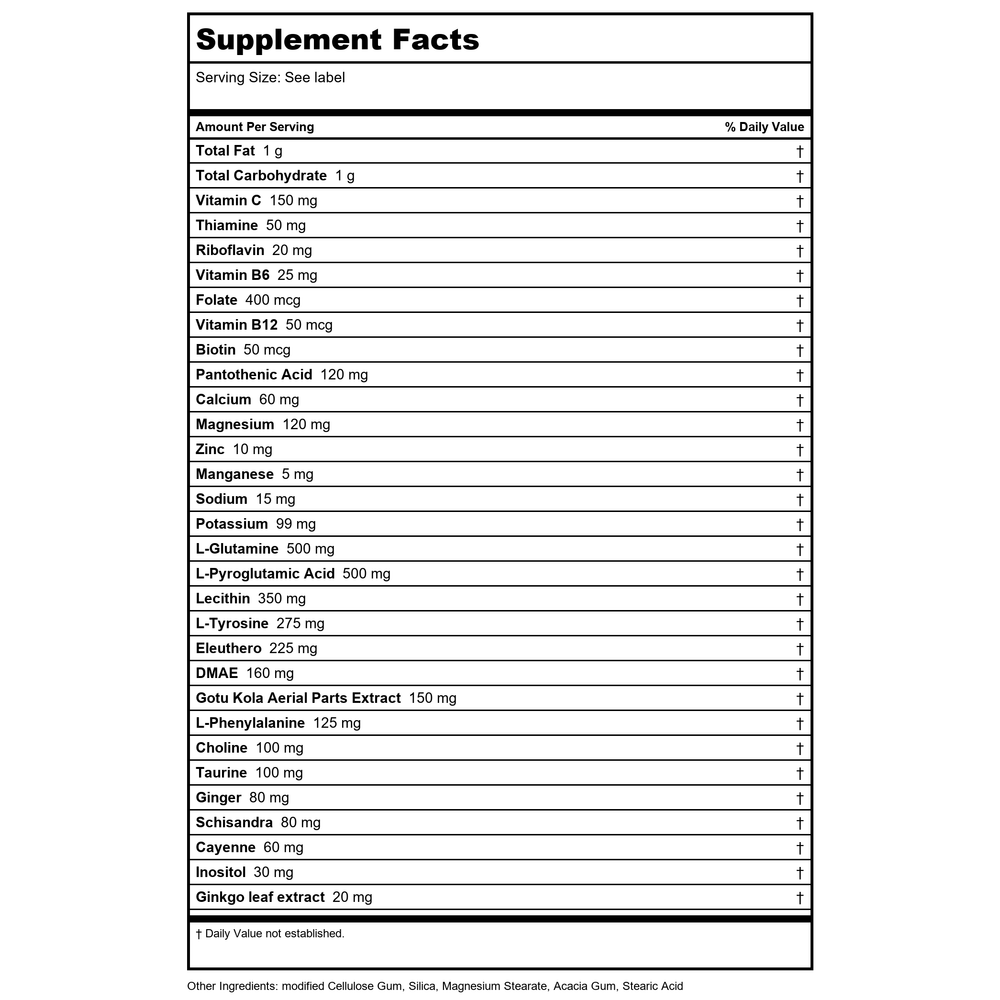 Source Naturals - Mental Edge - 120 Tablets - Supplement Facts panel