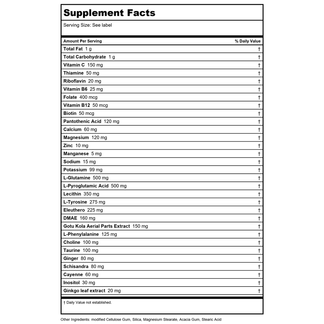 Source Naturals - Mental Edge - 120 Tablets - Supplement Facts panel