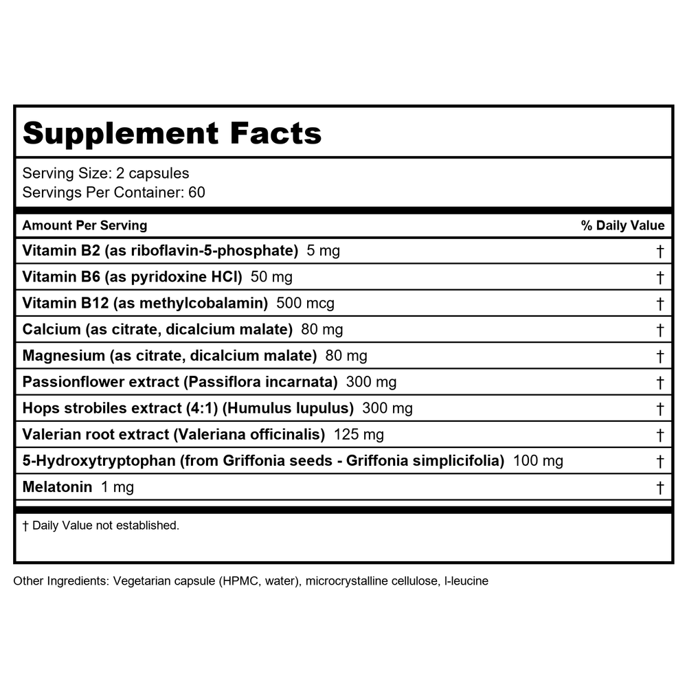 Vitanica Sleepblend 15 Vcaps - Supplement Facts panel