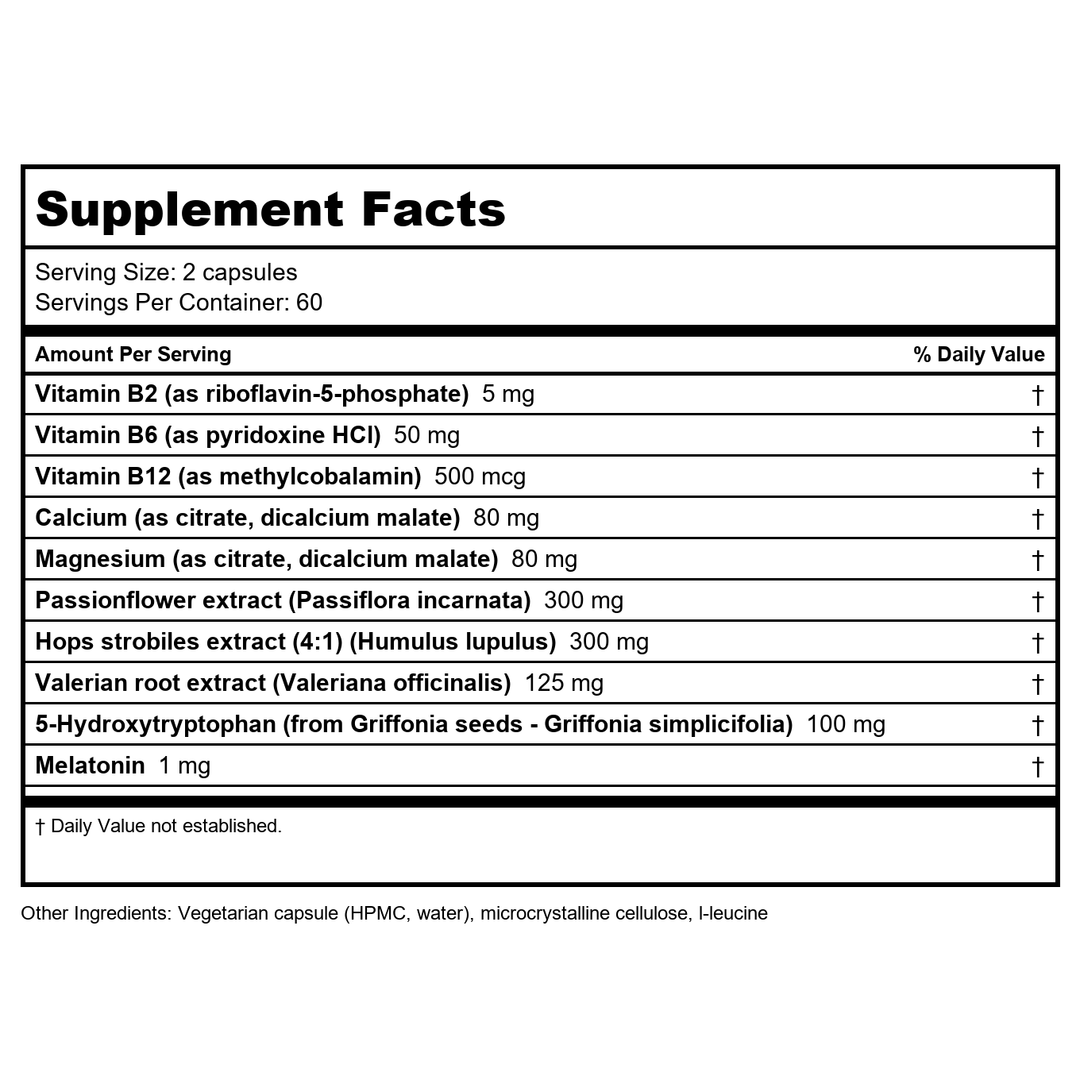 Vitanica Sleepblend 15 Vcaps - Supplement Facts panel
