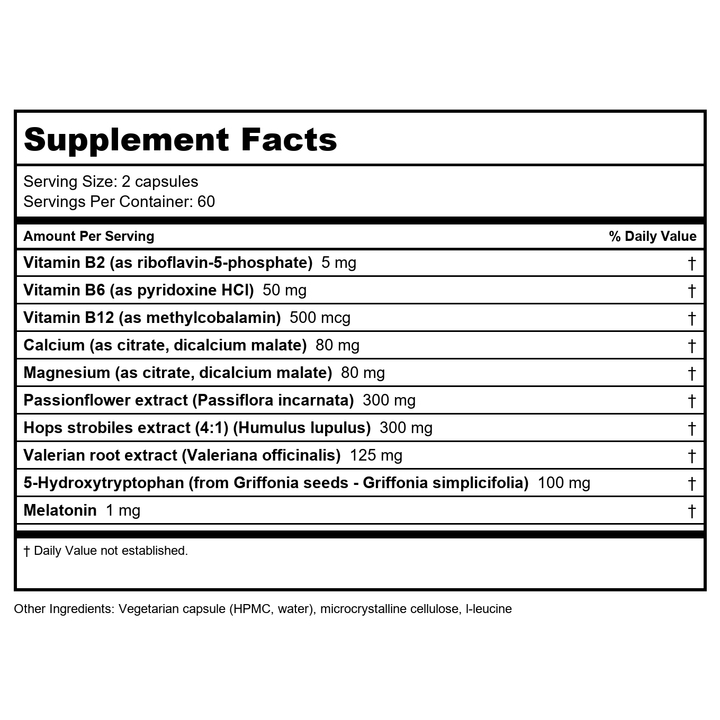 Vitanica Sleepblend 15 Vcaps - Supplement Facts panel